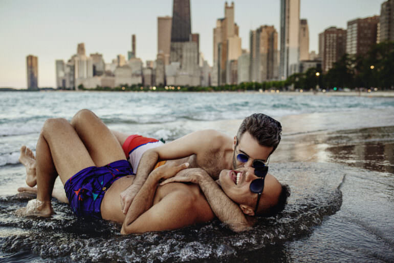 Chicago Lakefront Gay Engagement Shoot