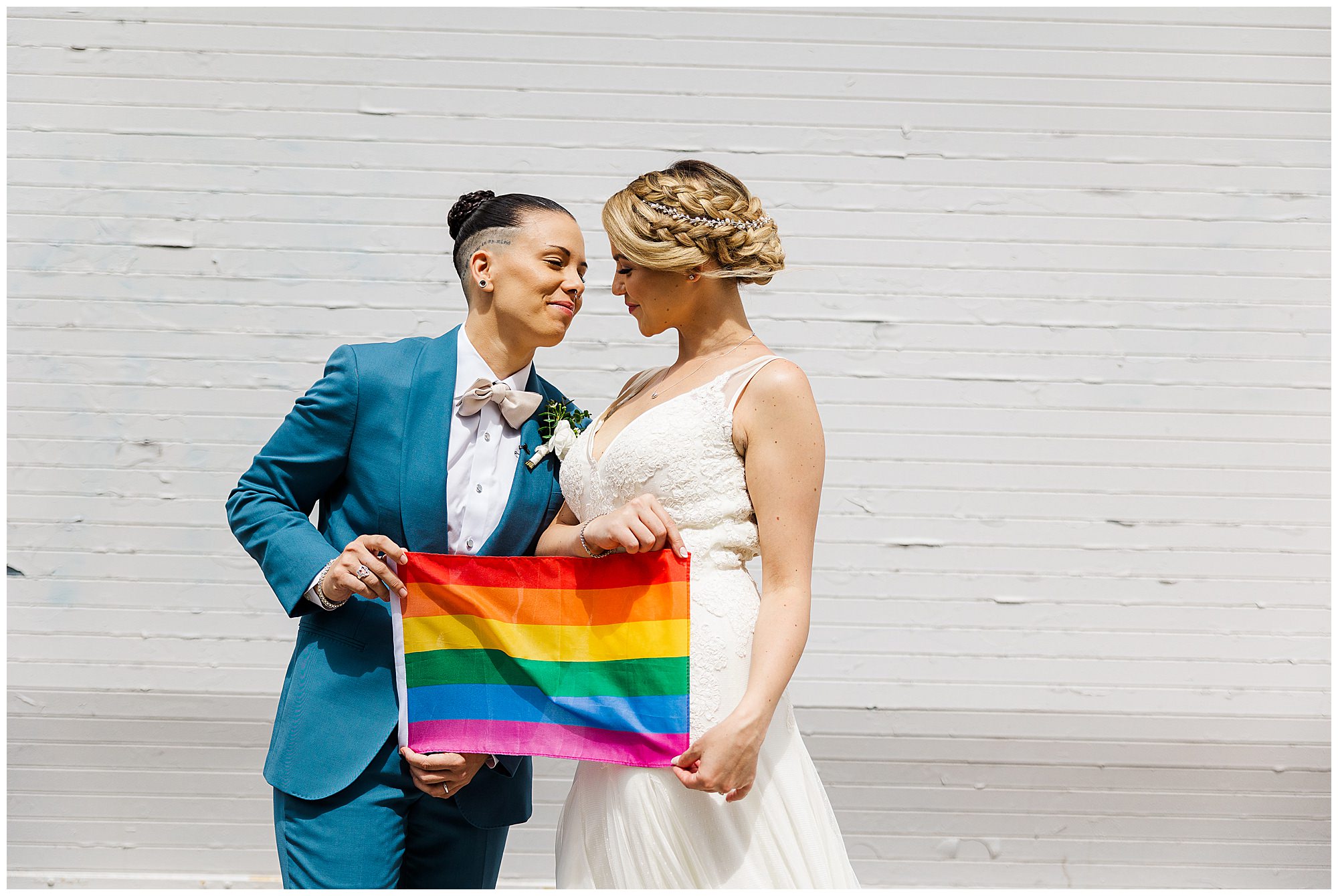 LGBTQ Wedding with Pride Flag